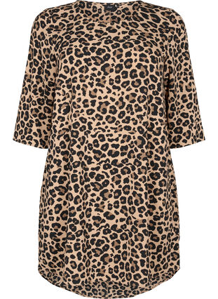 Kuosillinen mekko 3/4-hihoilla, Leopard, Packshot image number 0