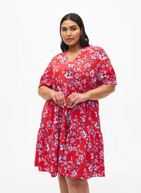 FLASH – A-linjainen mekko painatuksella, Poinsettia Flower, Model