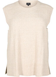 Neuleliivi, jossa on ribbireunat, Beige