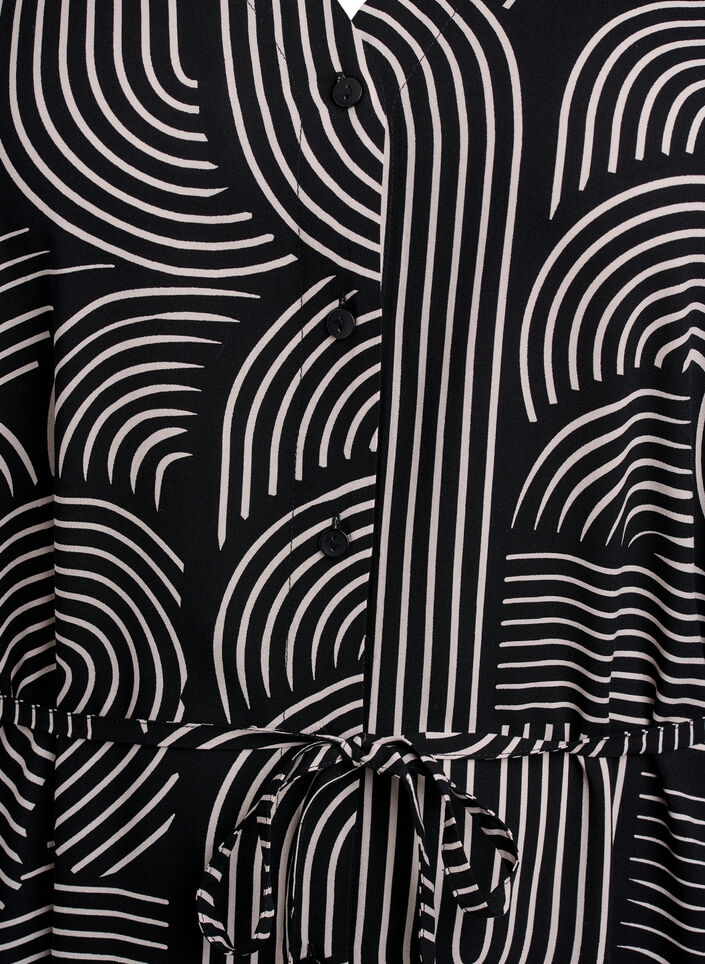 FLASH - Midimekko printillä ja solmittavalla vyöllä, Musta, Packshot image number 2