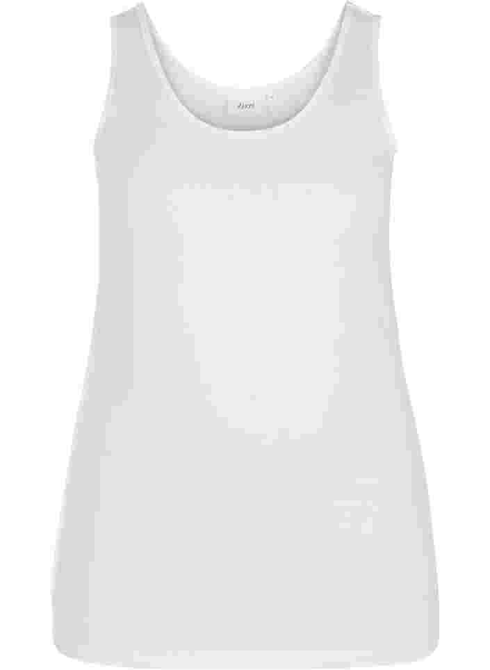 Yksivärinen perustoppi puuvillasta, Bright White, Packshot image number 0