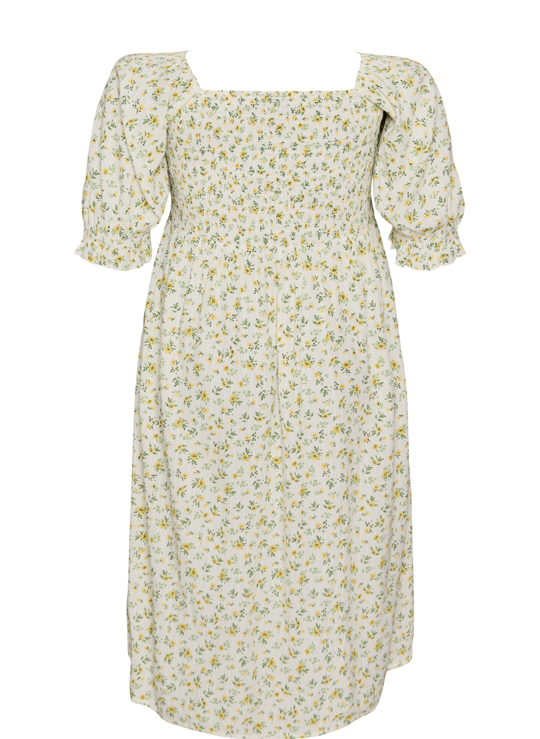 ZizziKukkakuvioinen kes&auml;mekko viskoosista, Valkoinen, Packshot image number 1