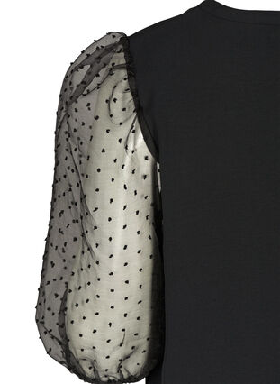 Pusero läpikuultavilla puhvihihoilla, Black, Packshot image number 3