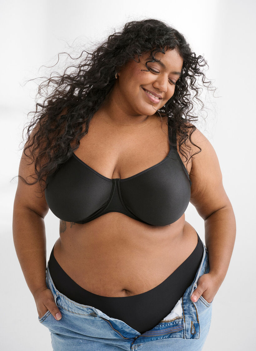 Muotoonpr&auml;ss&auml;tty kokokupeilla rintaliivit, joissa korkea tuki, Musta, Image image number 0