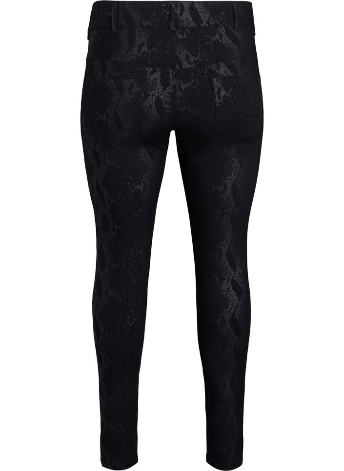 Slim fit -housut käärmeprintillä, Musta, Packshot image number 1