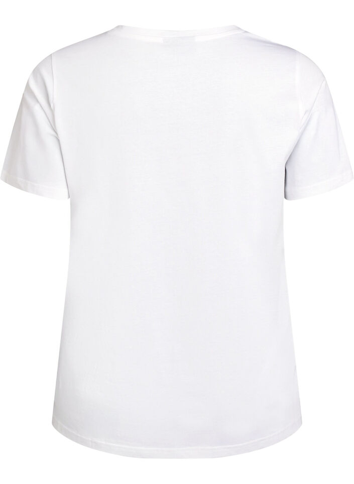 T-paita orgaanisesta puuvillasta kukkaprintillä, B. White w. Flower, Packshot image number 1