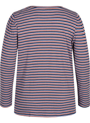 Raidallinen pusero pitkillä hihoilla , Mahogany/Navy Stripe, Packshot image number 1
