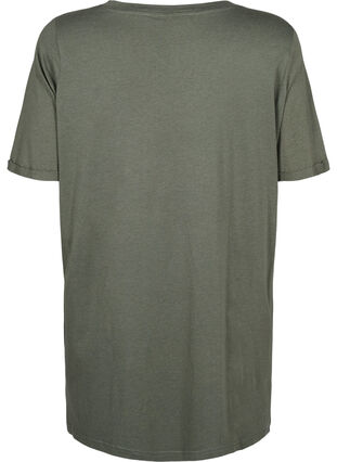 Yksivärinen oversize t-paita v-pääntiellä, Thyme, Packshot image number 1