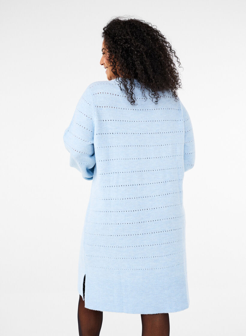 Neulemekko halkioilla ja pitsikuviolla, Cashmere Blue Mel., Model image number 1