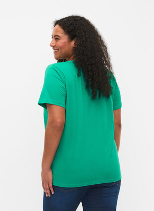 Lyhythihainen t-paita v-pääntiellä, Simply Green, Model image number 1
