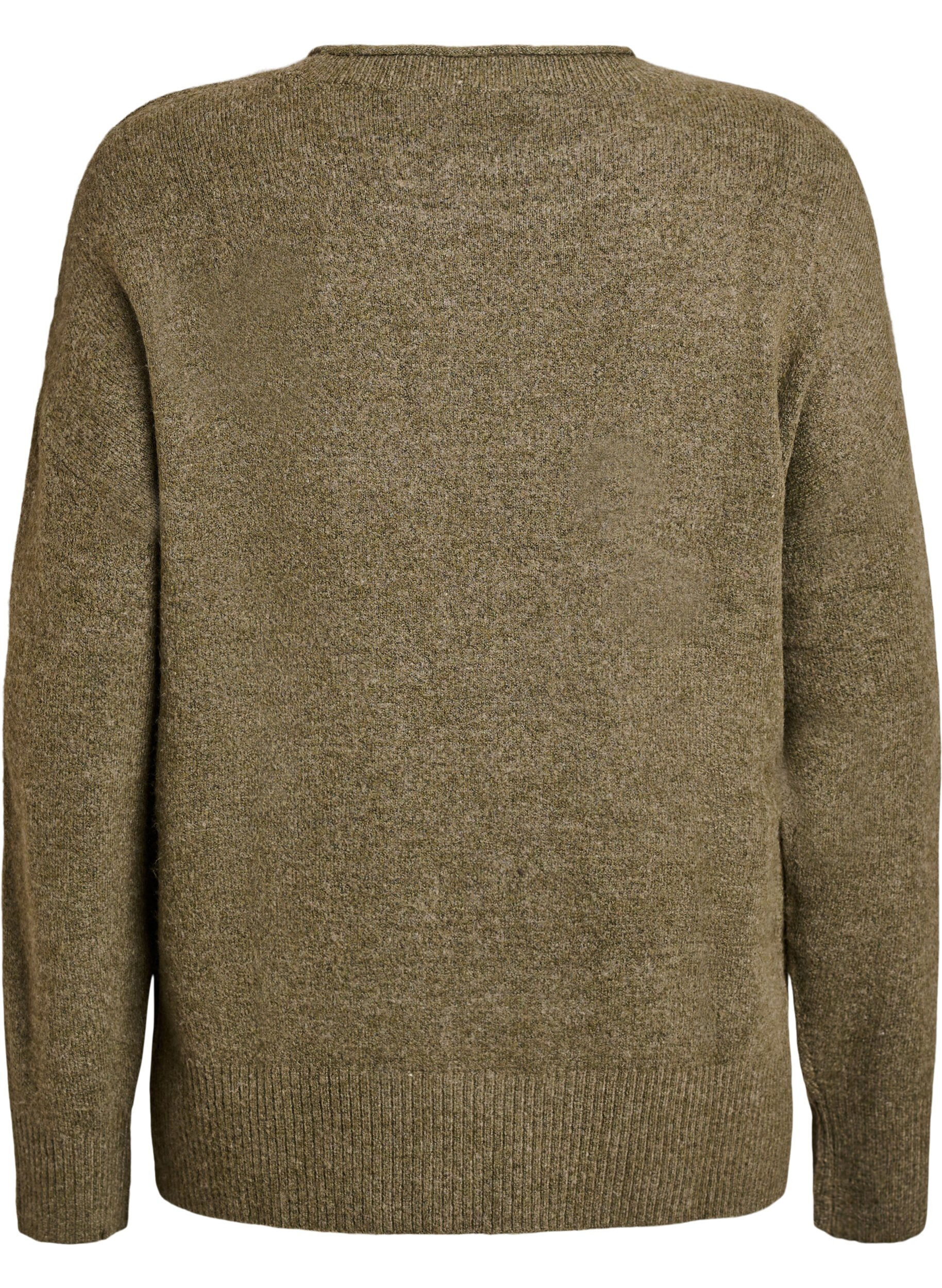 Zizzi Neulepusero, jossa V-muotoinen ribikuvio ja halkiot, Vihre&auml;, Packshot image number 1