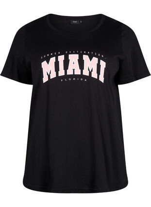 Puuvillainen t-paita printillä, Black MIAMI, Packshot image number 0