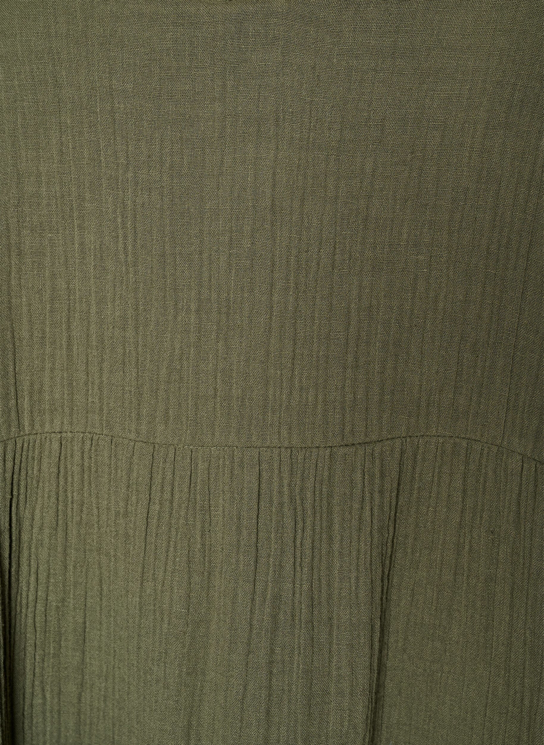 Zizzi A-linjainen midimekko puuvillamusliinista, Vihre&auml;, Packshot image number 2