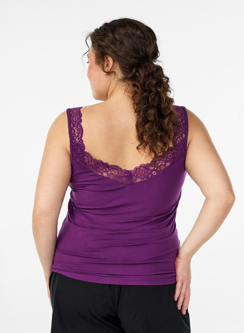 Pitsireunainen viskoositoppi, Violetti, Model image number 2
