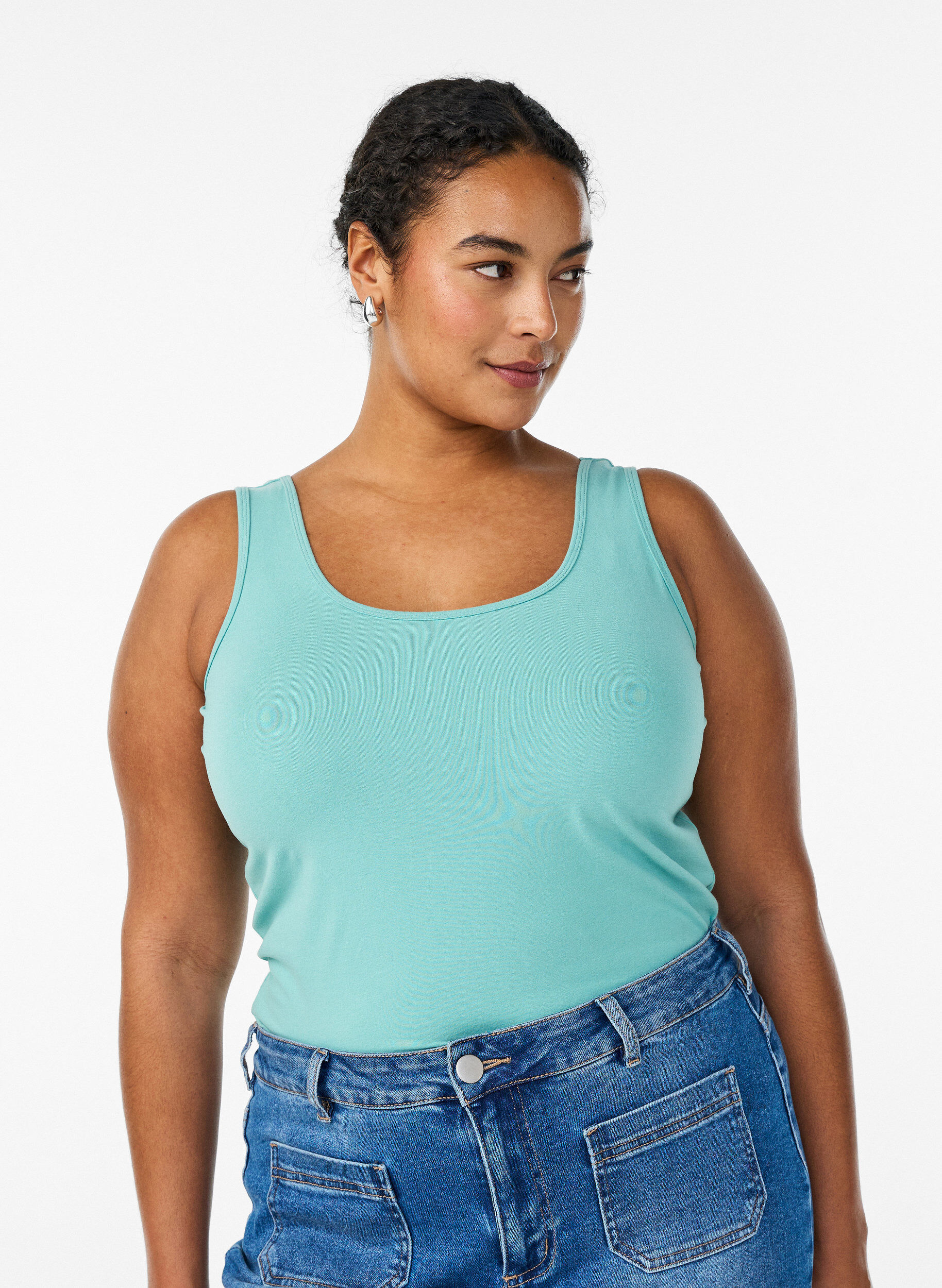 Yksiv&auml;rinen perus paita puuvillasta, Vihre&auml;, Model