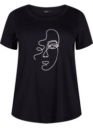 Puuvillainen t-paita kimaltavalla printillä, Black Shimmer Face