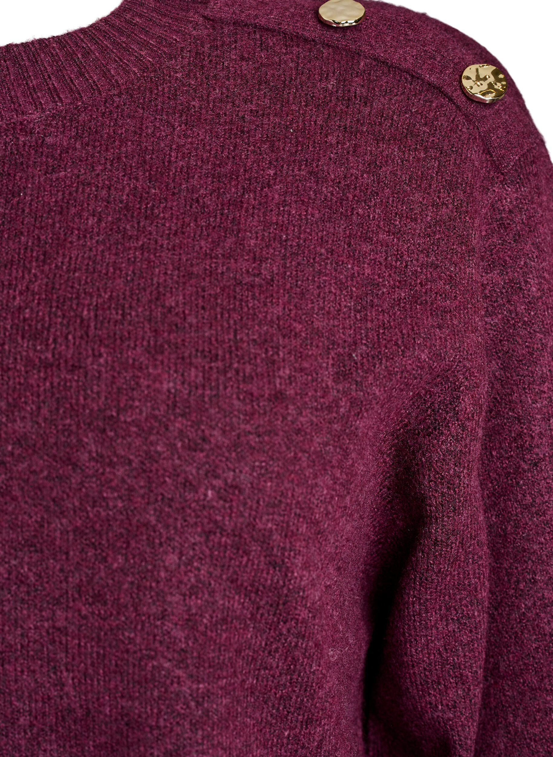 ZizziNeulepusero nappiyksityiskohdalla, Tumma Bordeaux, Packshot image number 2
