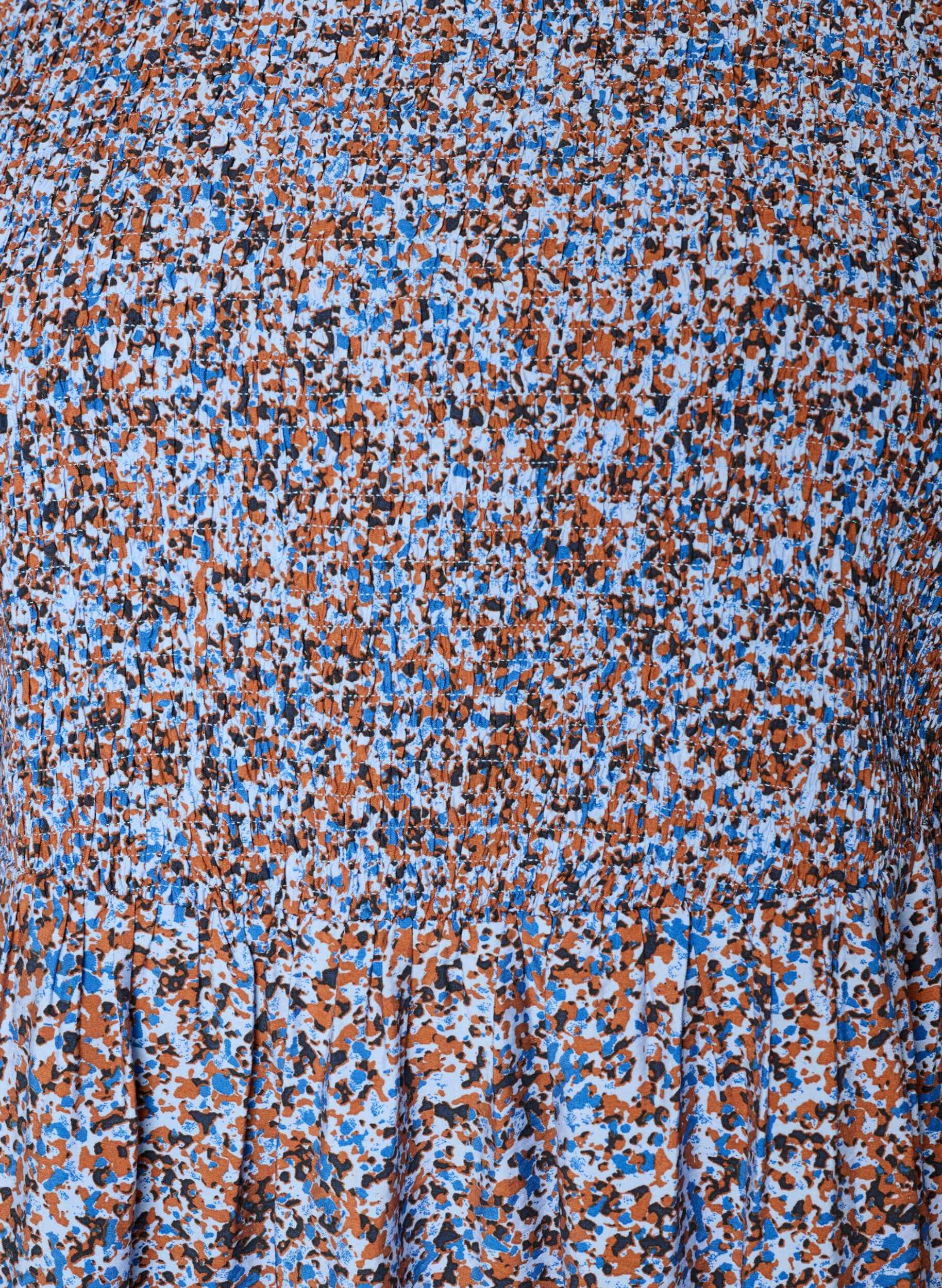 ZizziViscose-mekko smokkirypytyksell&auml; ja kauttaaltaan kuvioitu, Sininen, Packshot image number 2