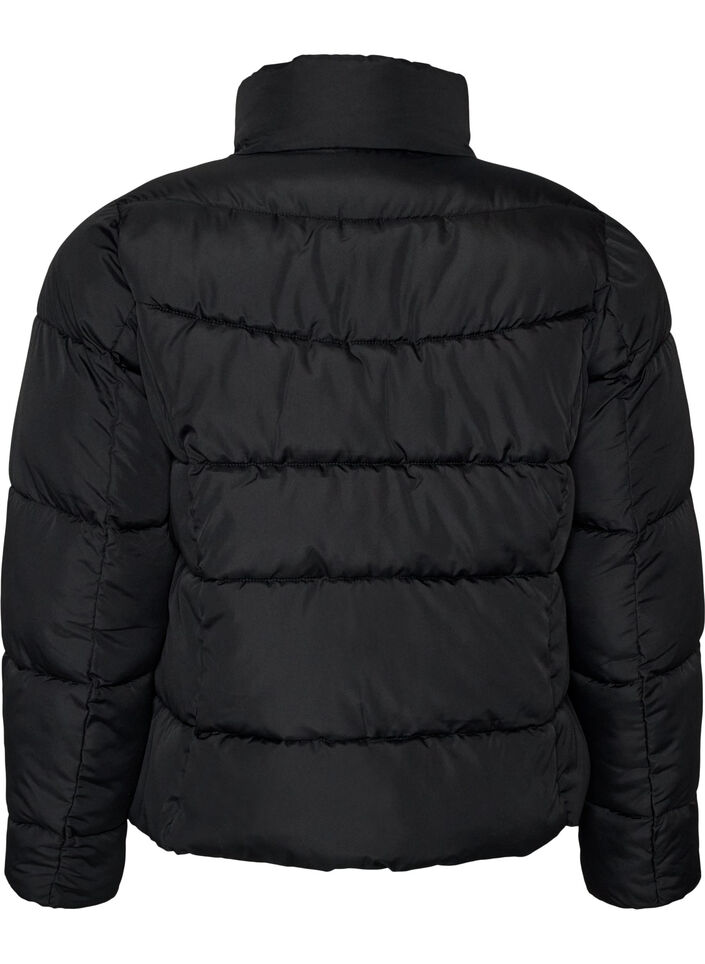 Lyhyt toppatakki korkealla kauluksella, Musta, Packshot image number 1