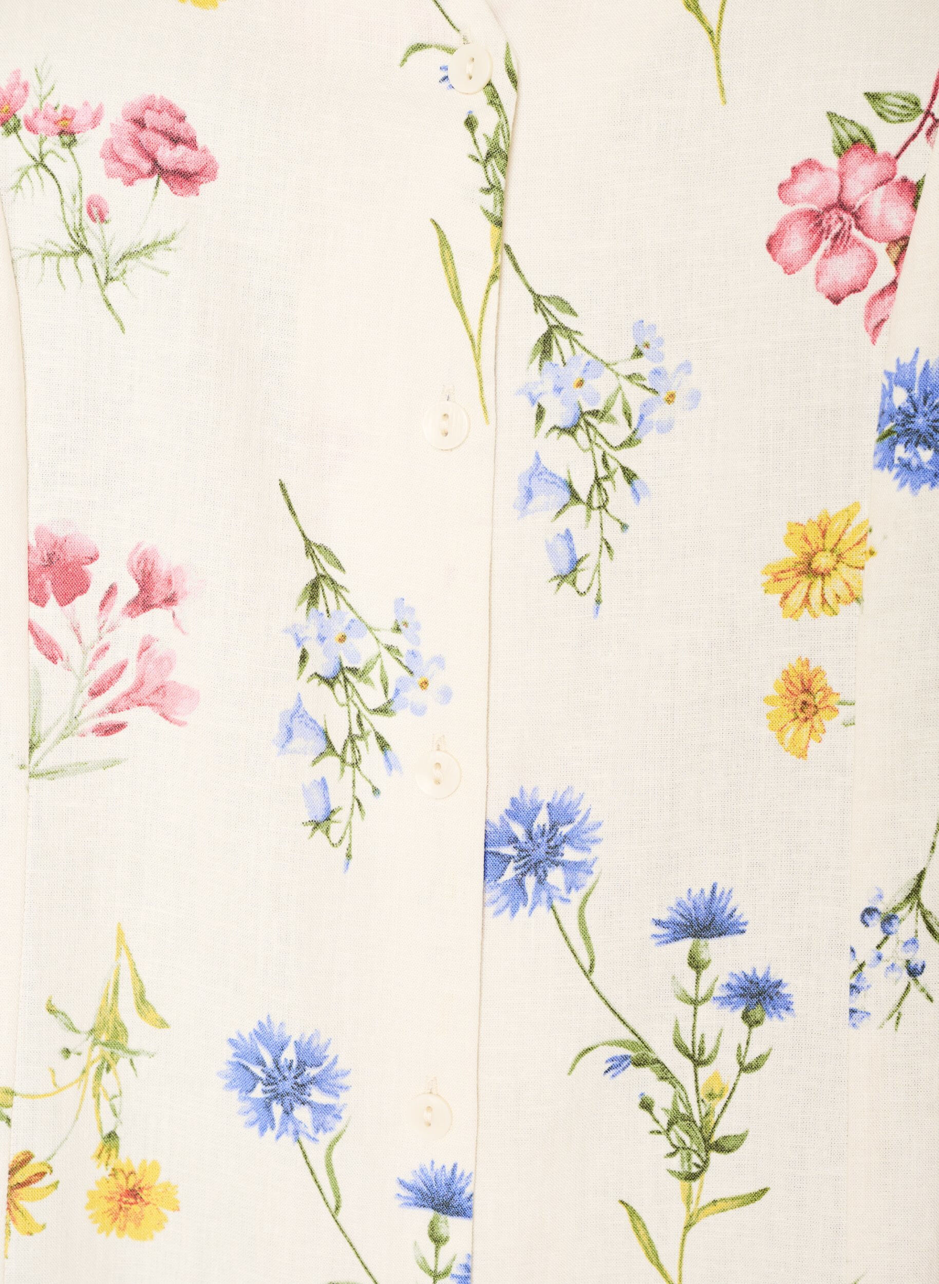 Zizzi Midimekko pellava- ja viskoosisekoitteesta r&ouml;yhel&ouml;hihoilla, Beige, Packshot image number 2