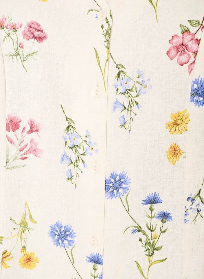 Midimekko pellava- ja viskoosisekoitteesta r&ouml;yhel&ouml;hihoilla, Beige, Packshot image number 2