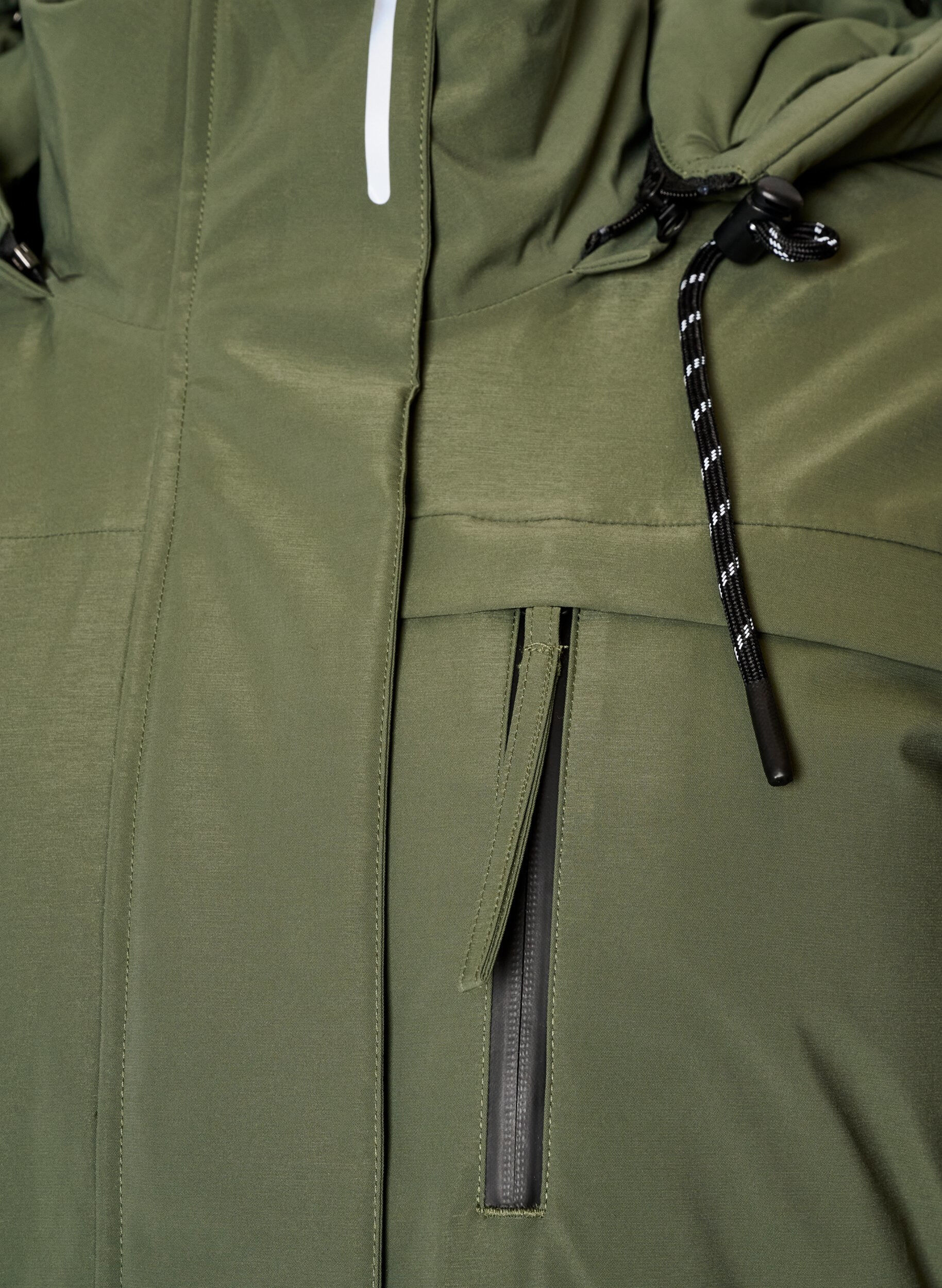 ZizziVett&auml;hylkiv&auml; parka hupulla ja toiminnallisilla yksityiskohdilla, Vihre&auml;, Packshot image number 2