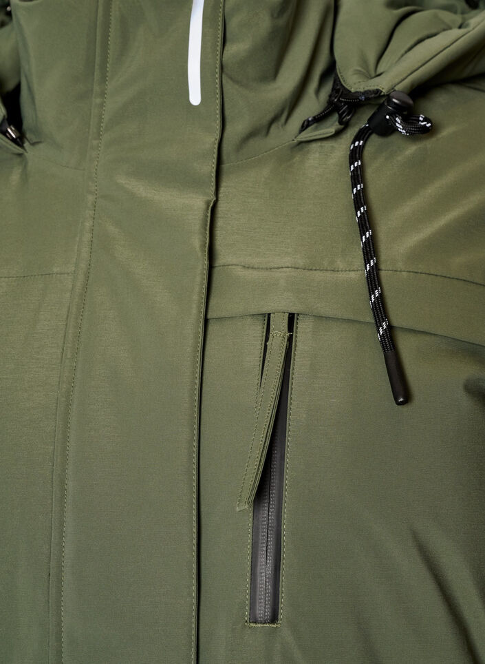 Vett&auml;hylkiv&auml; parka hupulla ja toiminnallisilla yksityiskohdilla, Vihre&auml;, Packshot image number 2