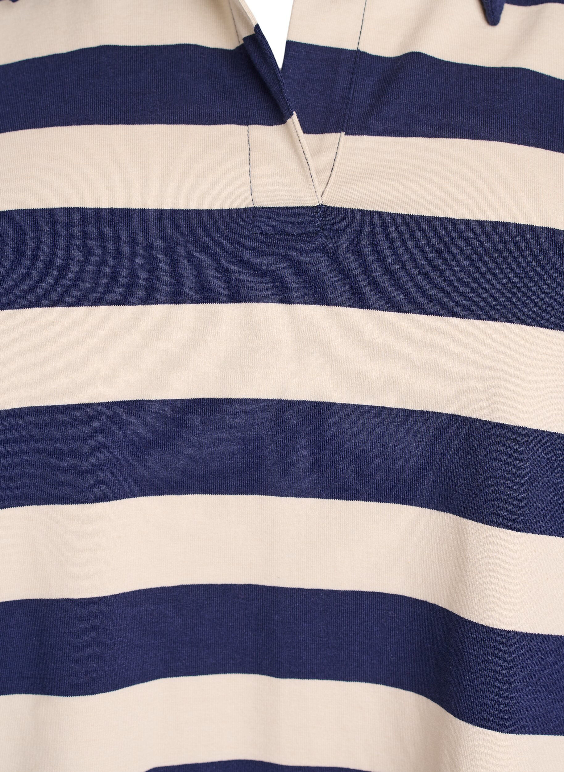 Zizzi Pitk&auml;hihainen pikeepaita leveill&auml; raidoilla, Sininen, Packshot image number 2