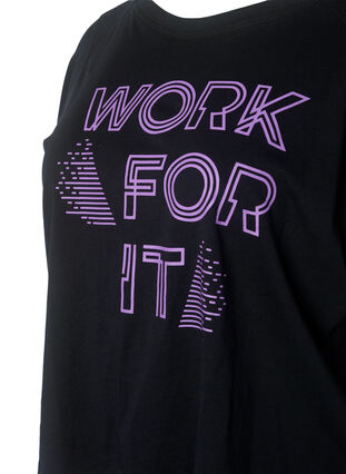 Puuvillainen treeni-t-paita painatuksella, Black w. Work For It, Packshot image number 2