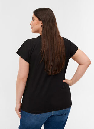 Puuvillainen t-paita värikkäällä printillä , Black W, Model image number 1