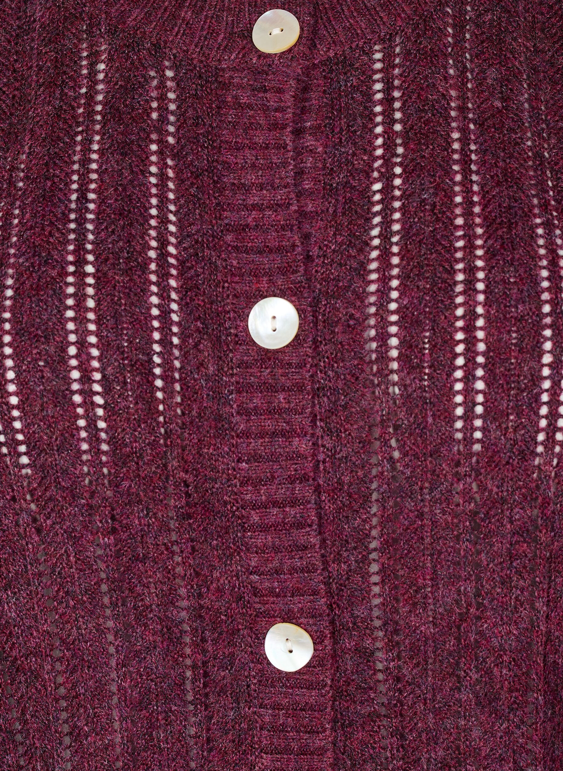 ZizziNeulottu neuletakki rei'itetyll&auml; kuviolla, Tumma Bordeaux, Packshot image number 2