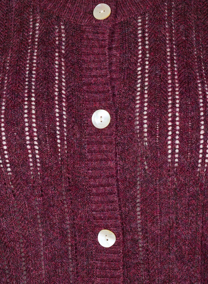 Neulottu neuletakki rei'itetyll&auml; kuviolla, Tumma Bordeaux, Packshot image number 2