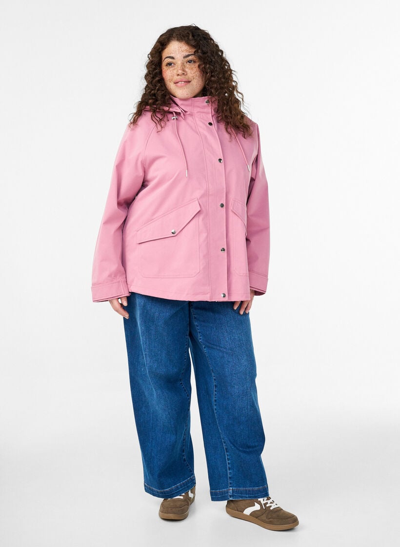 Lyhyt kev&auml;ttakki irrotettavalla hupulla, Vaaleanpunainen, Model image number 1