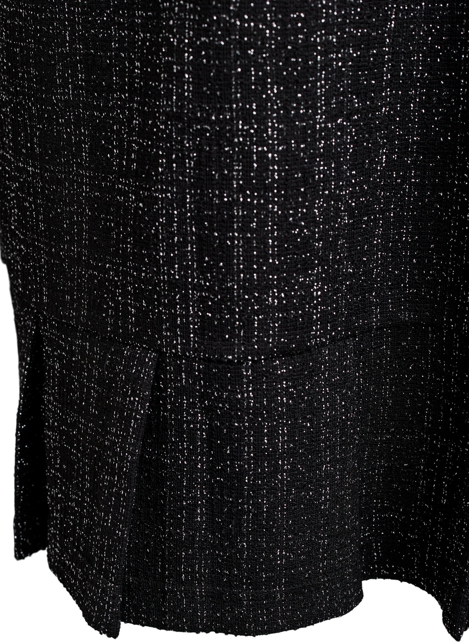 ZizziLyhyt boucl&eacute;-mekko koristeellisilla napeilla, Musta, Packshot image number 3