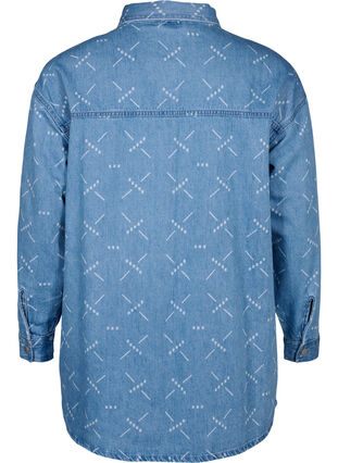 Väljä kuviollinen farkkutakki, Light blue denim, Packshot image number 1
