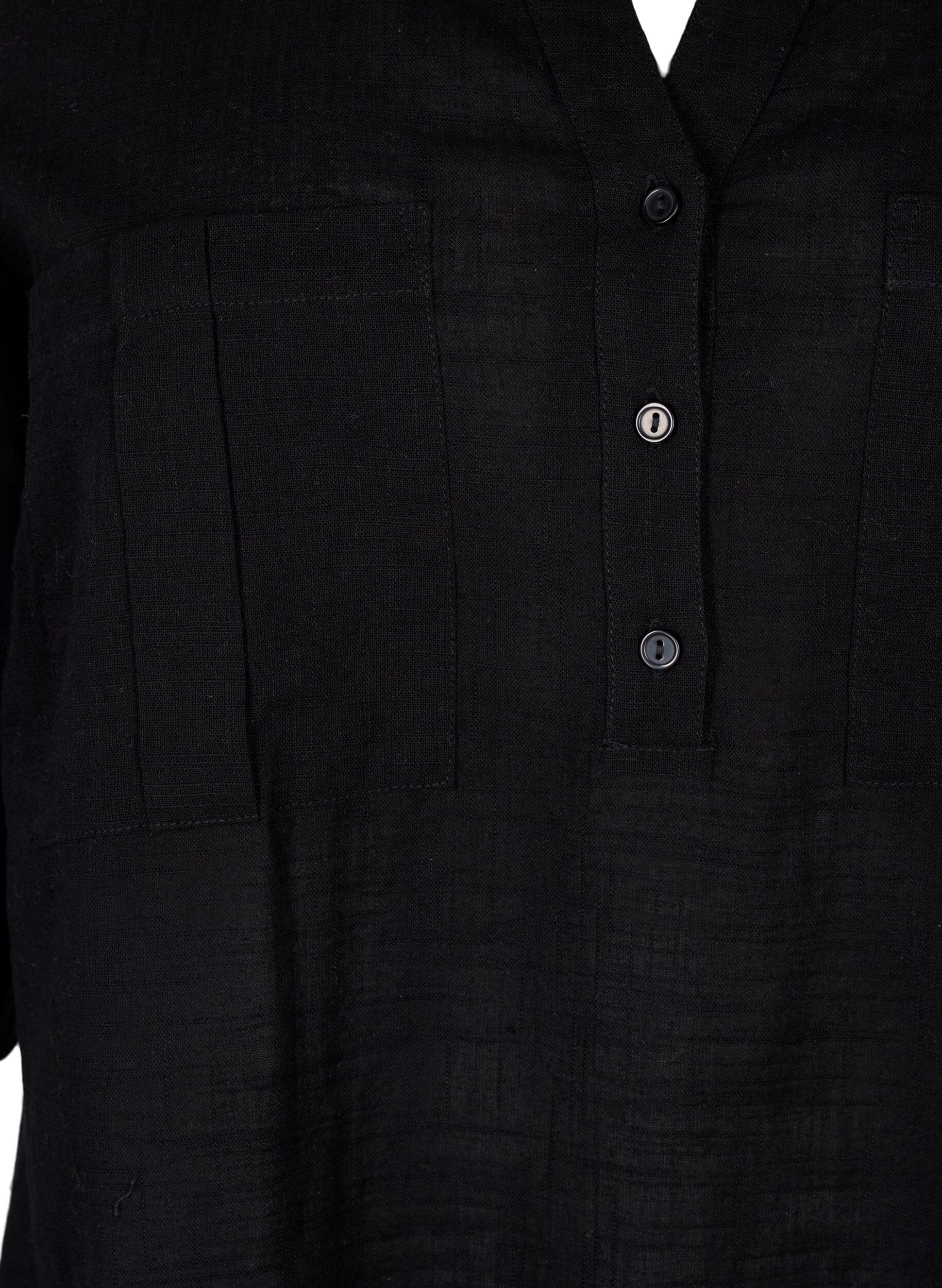 Zizzi Tunika puuvillaa, 3/4 hihat, Black, Packshot image number 2