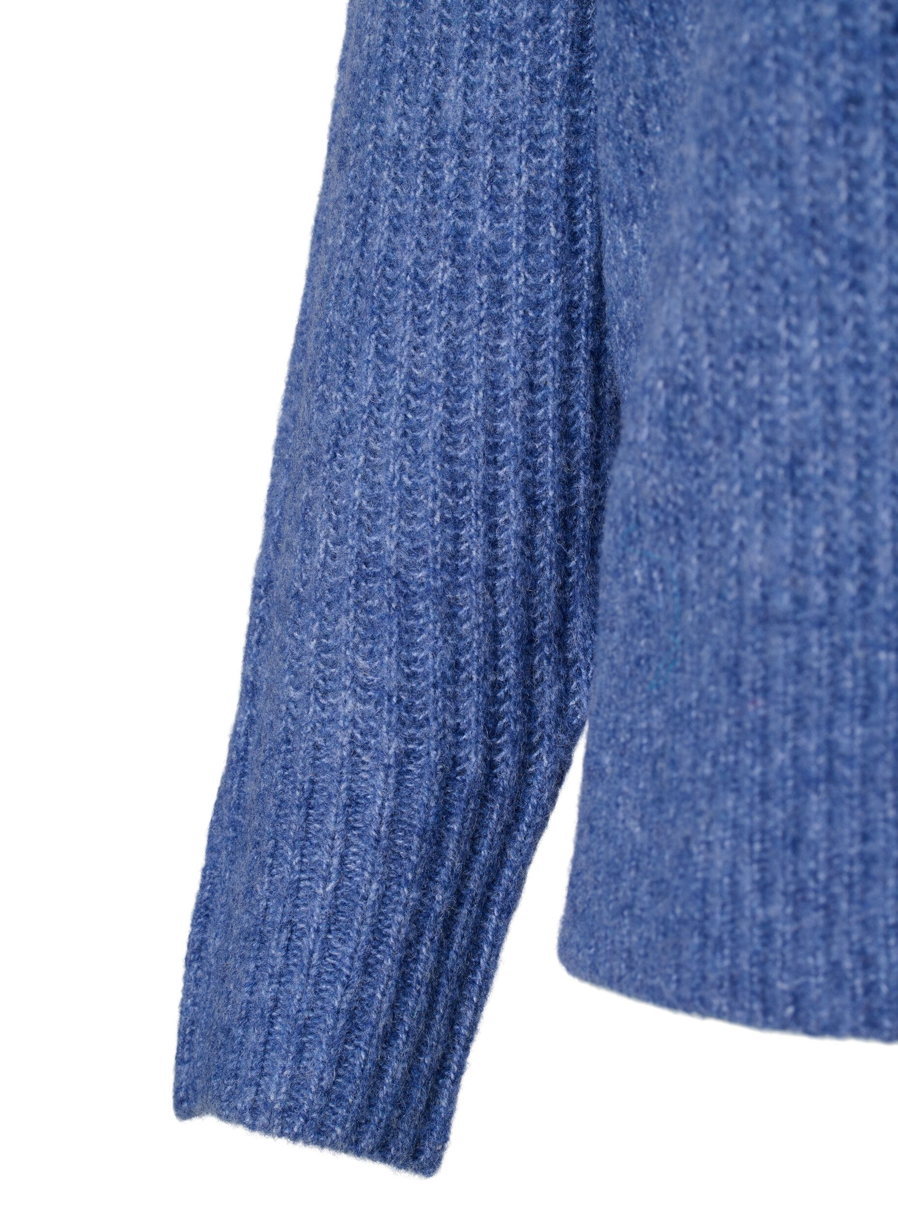 Zizzi Melange-villapusero helmi&auml;isnapeilla, Coastal Fjord Mel., Packshot image number 3