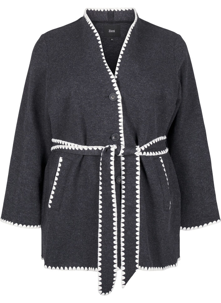 Takki, jossa on kontrastiväriset reunat, Dark Grey Melange, Packshot image number 0