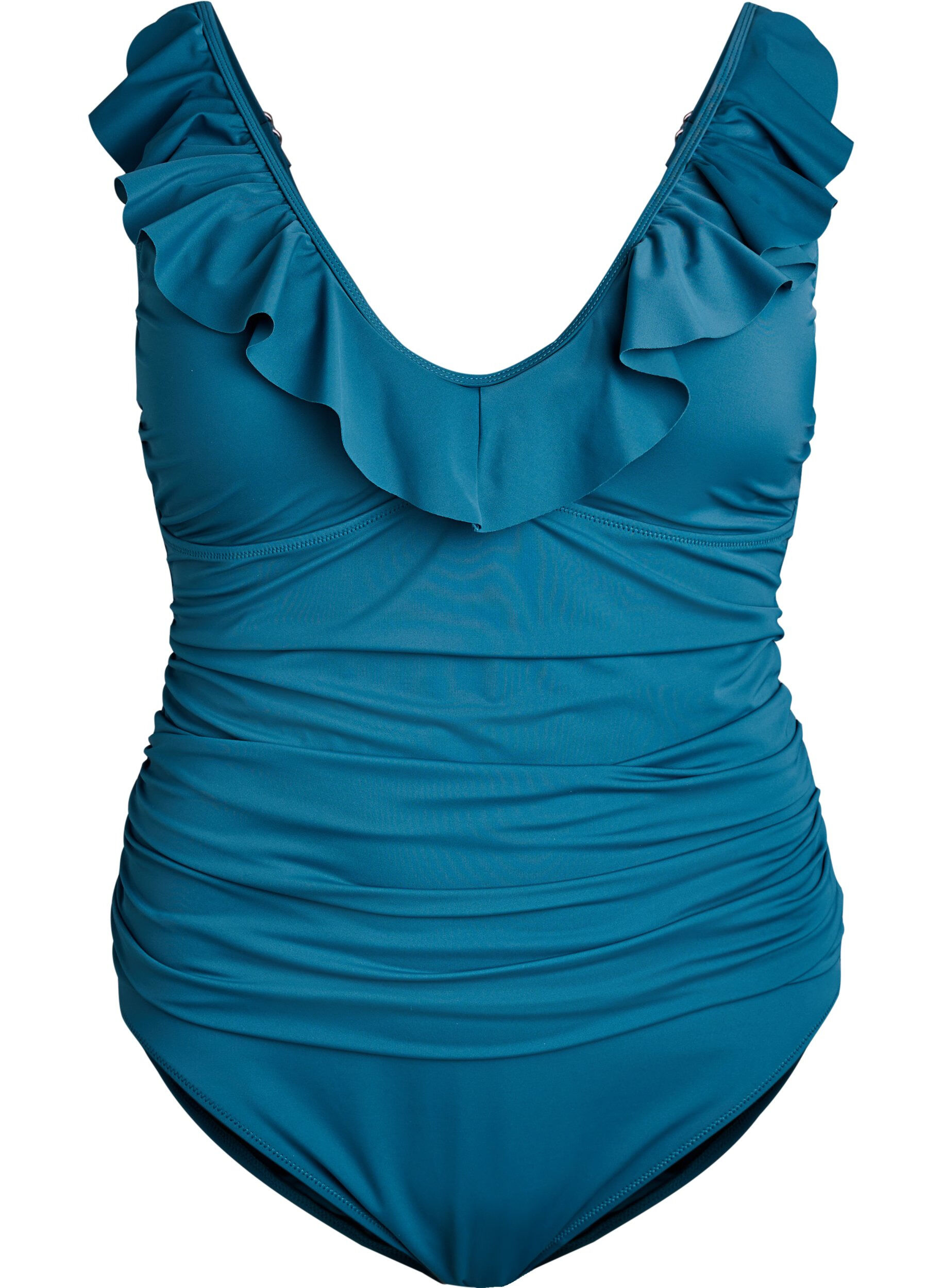 Uimapuku, jossa r&ouml;yhel&ouml;t ja irrotettavat toppaukset