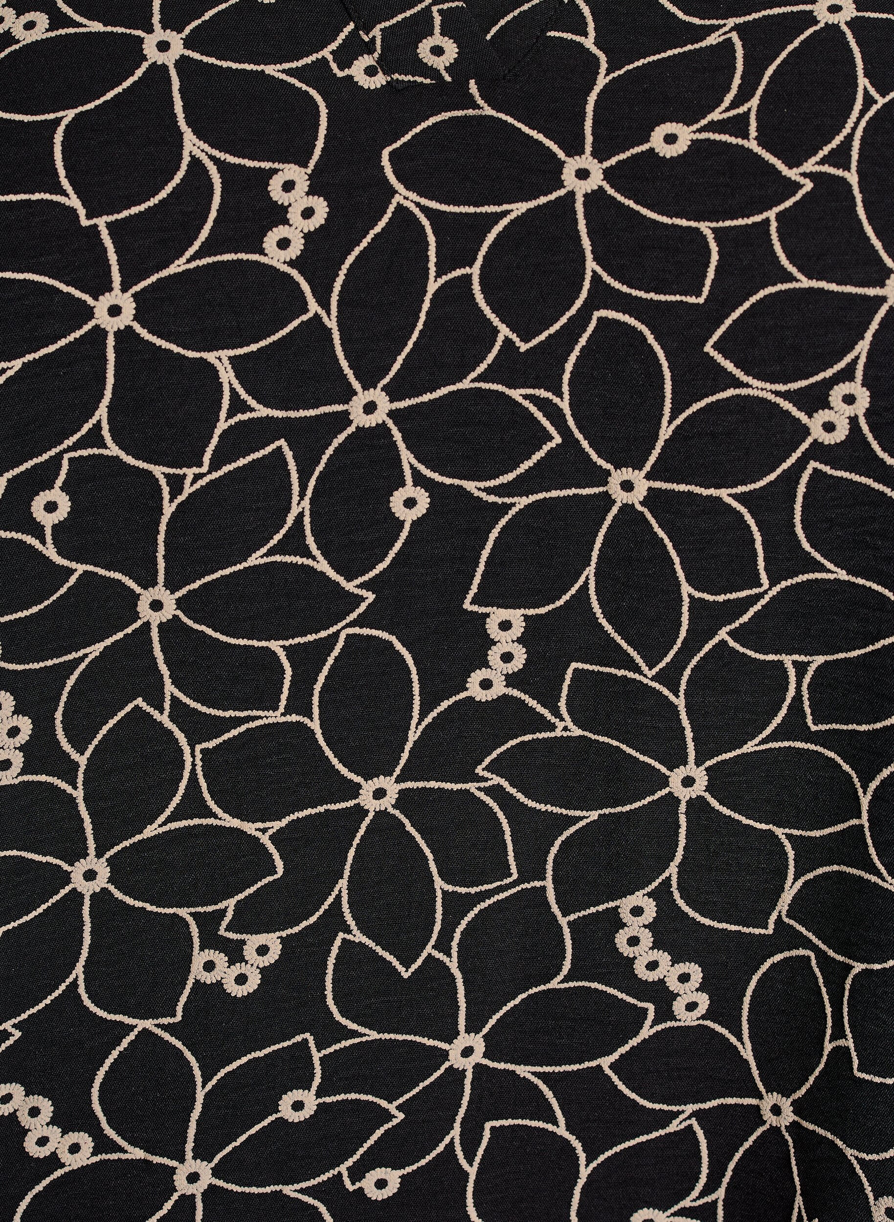 Zizzi Pitk&auml;hihainen pusero kukkakirjailulla, Musta, Packshot image number 2