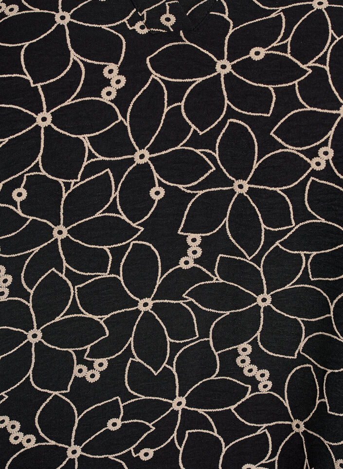 Pitkähihainen pusero kukkakirjailulla, Musta, Packshot image number 2