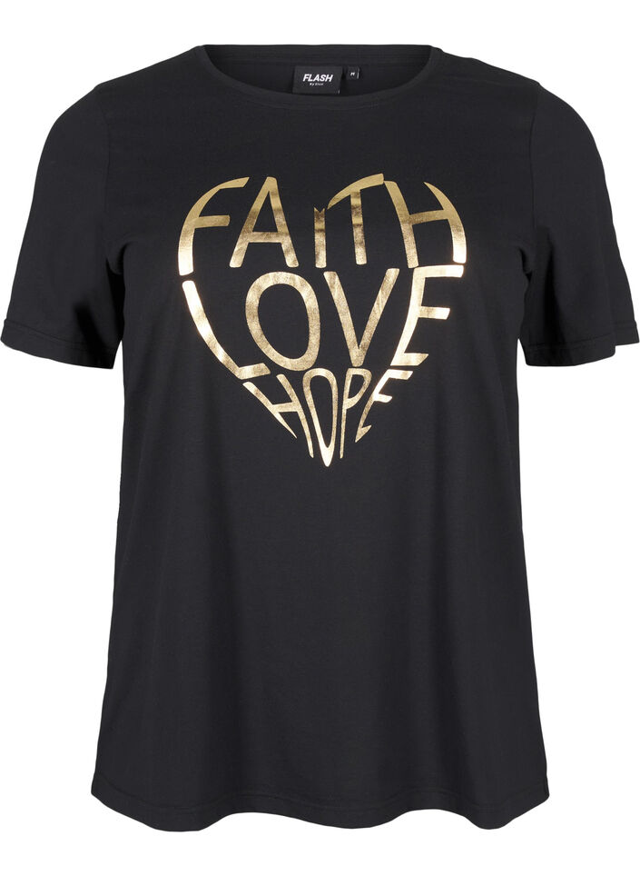 FLASH – kuviollinen t-paita, Black Gold Faith, Packshot image number 0