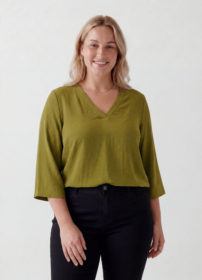 Pusero 3/4-hihoilla, Vihre&auml;, Model image number 0