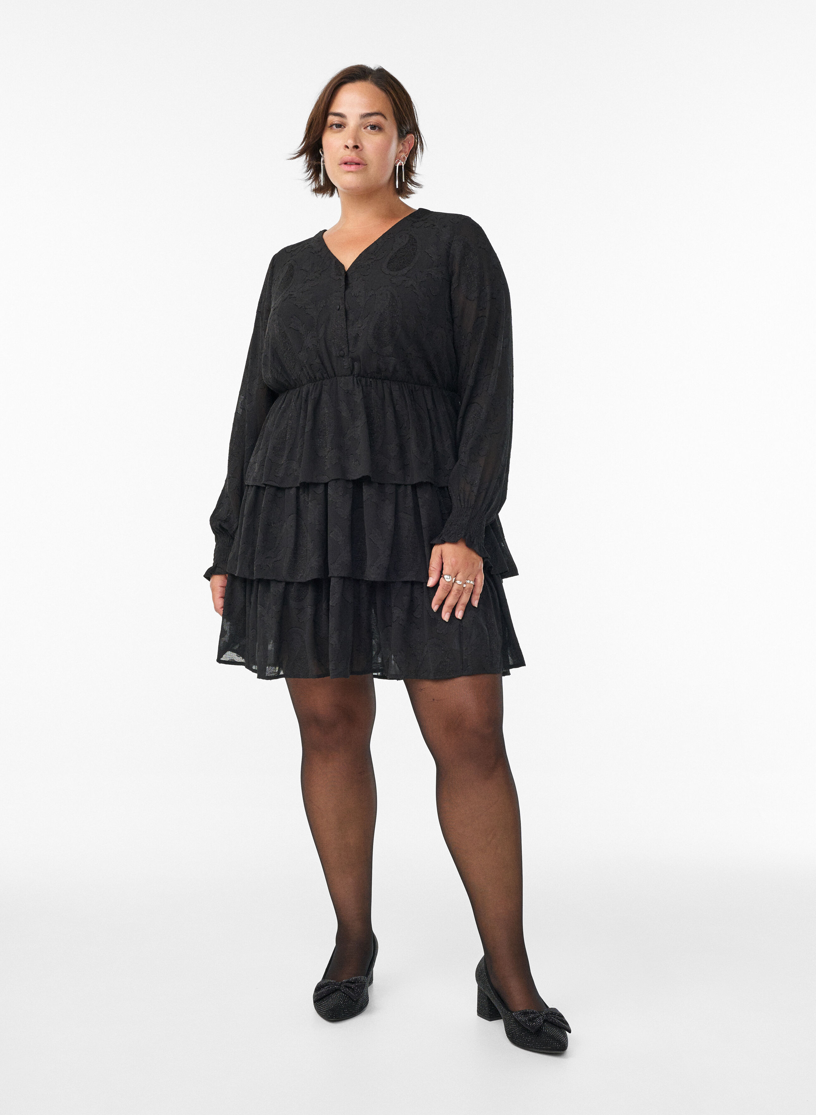 Zizzi Frill-trimmed dress, , Model