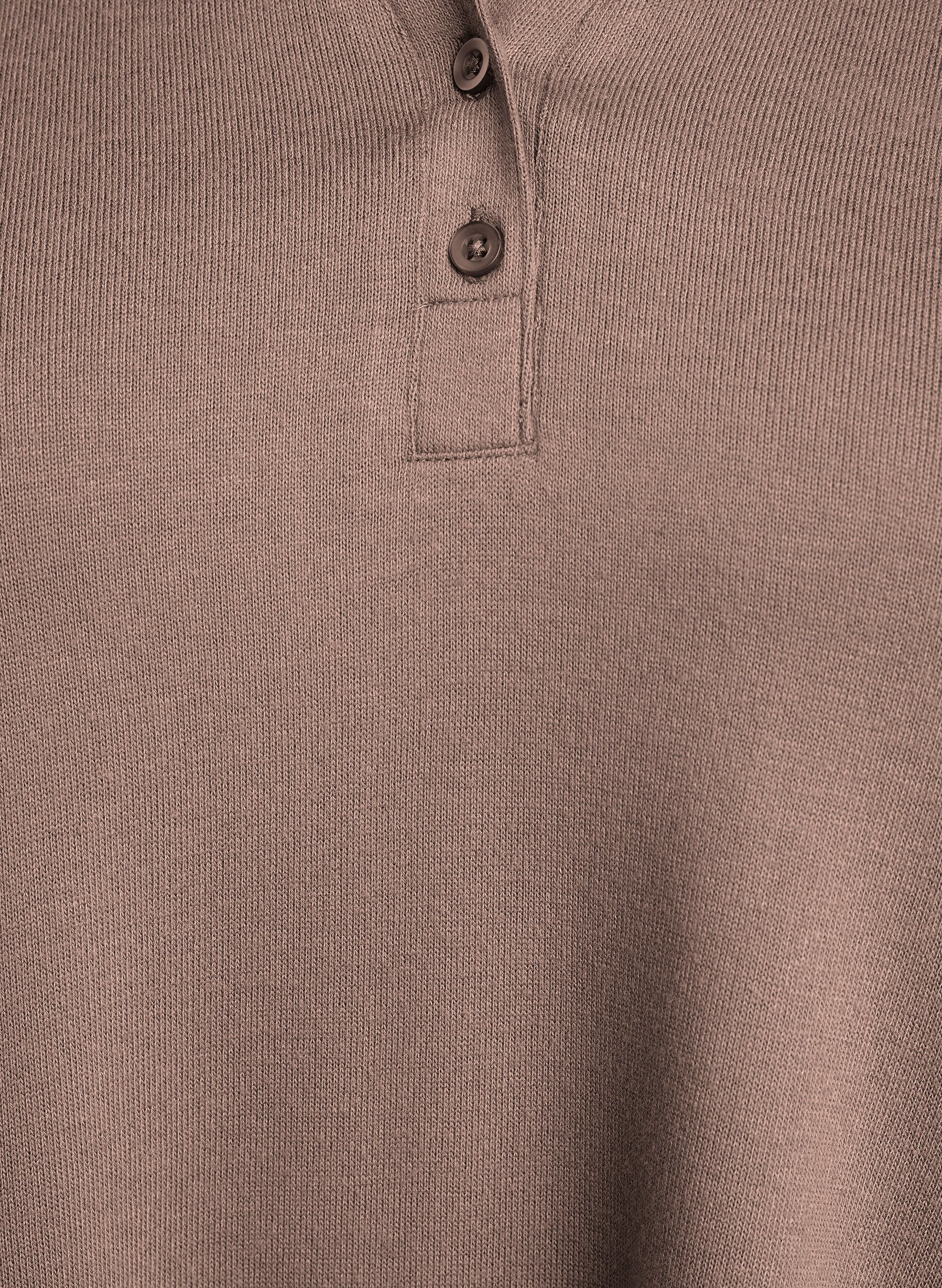 Zizzi Pitk&auml;hihainen kauluksellinen trikoopaita, Ruskea, Packshot image number 2