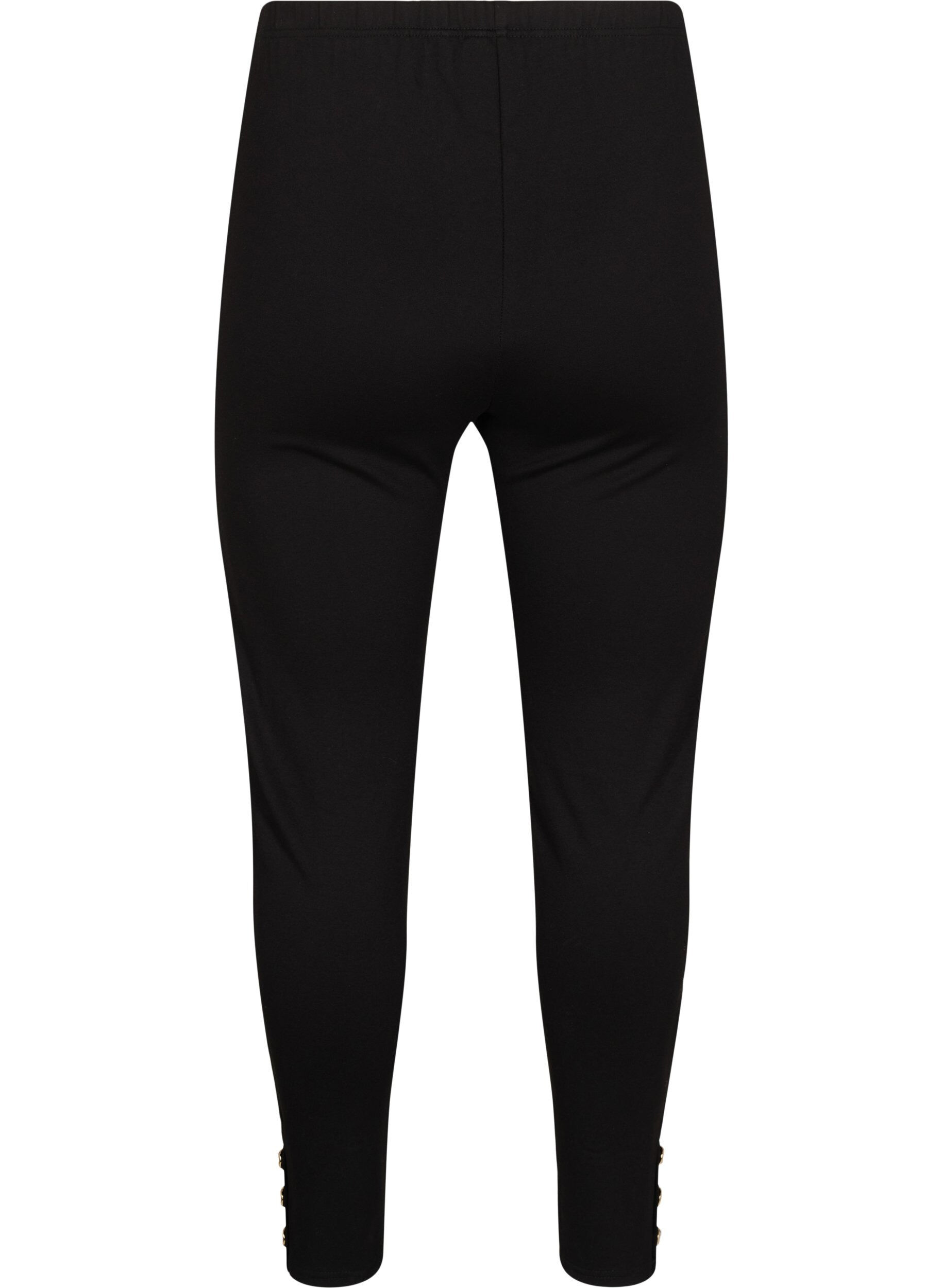 Zizzi Viskoosileggingsit nappiyksityiskohdilla, Musta, Packshot image number 1