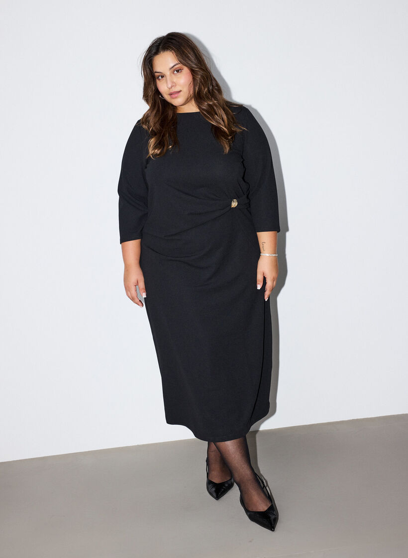 Jerseymekko drapeerauksella ja koristesoljella, Musta, Model image number 0