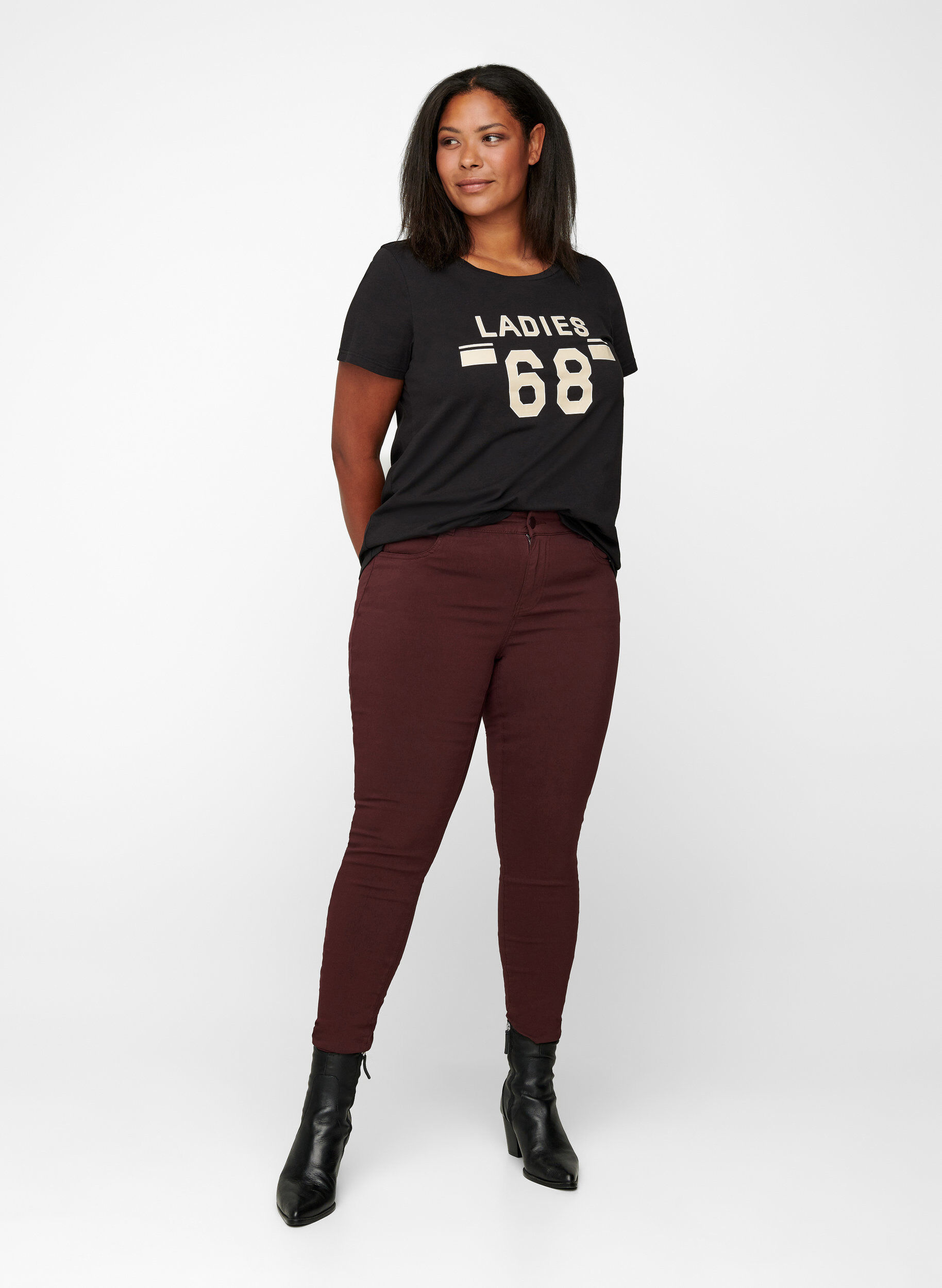 ZizziHousut, Tumma Bordeaux, Model image number 0
