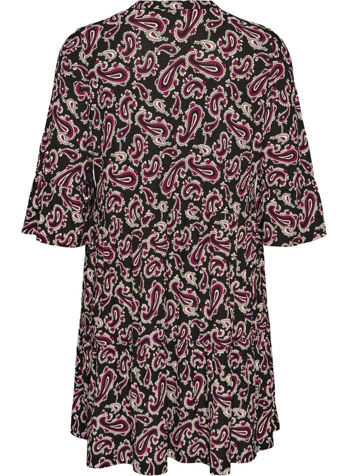 Lyhyt A-linjainen trikoomekko kokoprintill&auml;, Tumma Bordeaux, Packshot image number 1