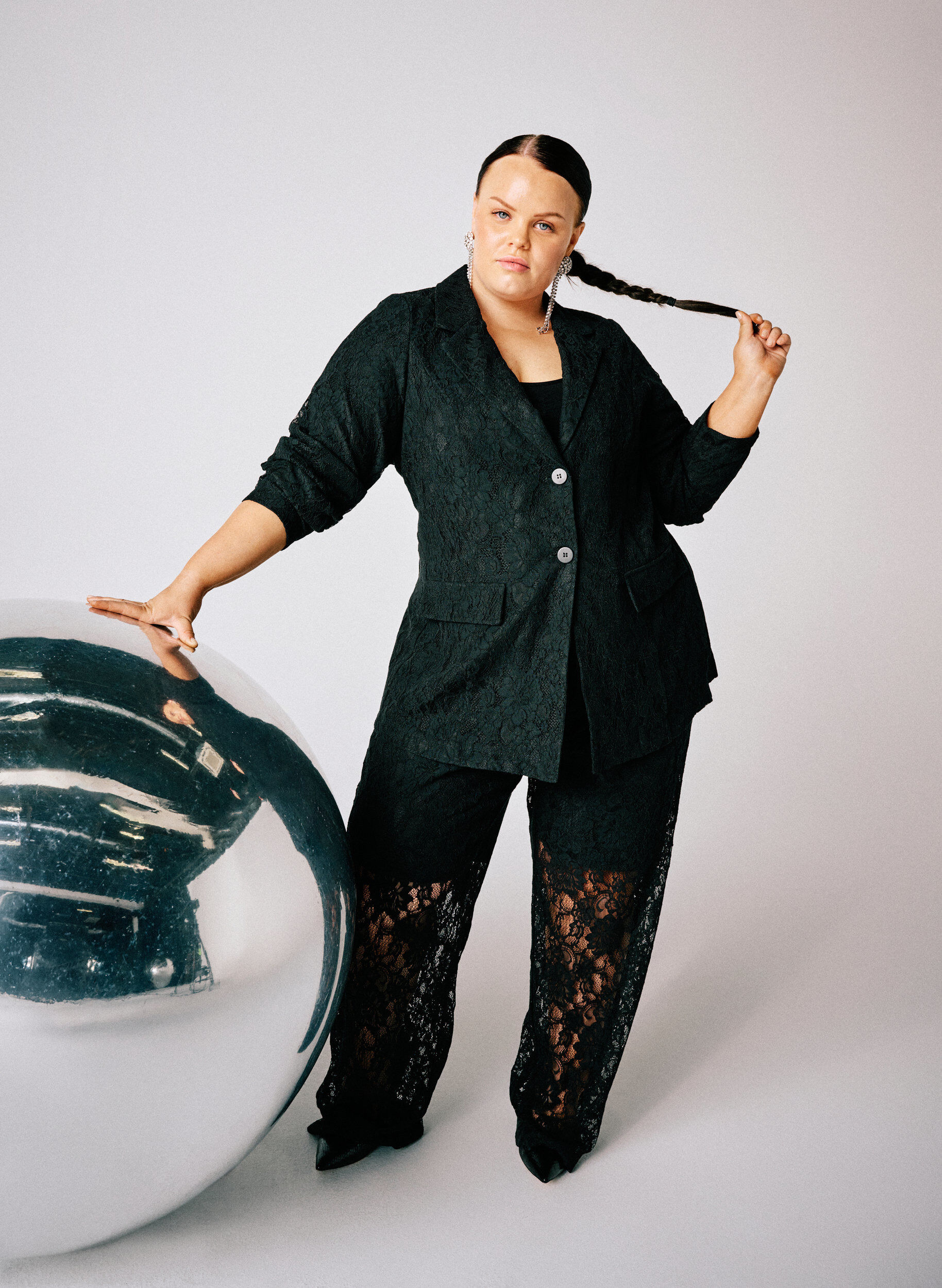 Zizzi Pitsibleiseri nappikiinnityksell&auml;, Musta, Image image number 0